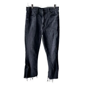 Mother The Hustler Ankle Fray Jeans Encounter At Night Black Slim Flare Size 32